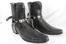 Men Biker Boots Chain Pair