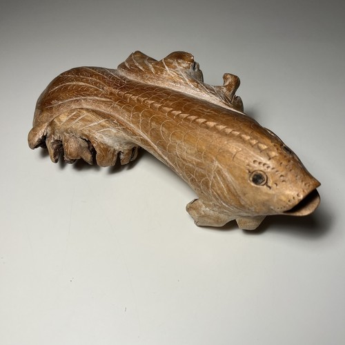 Hand carved driftwood fish - carved,