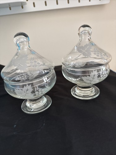 Vintage grape etched glass bon - grape,