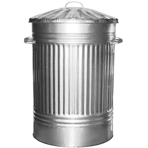 Galvanised metal bin - metal, bin,