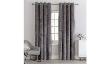 Argos Home Crushed Velvet Lined Eyelet Curtains - Charcoal - 168x183cm - 66x72"