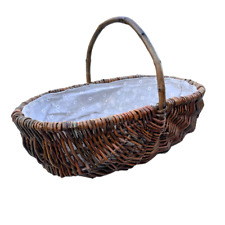 Nutley's Medium Willow Trug Cotton Lined Handmade Rustic Garden Basket Wicker