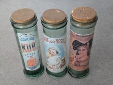 Set Of 3 Vintage French Advertising Tall Glass Preserving Storage Jars 