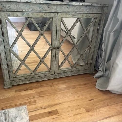 Distressed mirrored sideboard - mirrored,