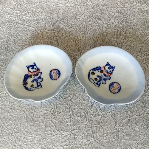 Japanese vtg plate cat maneki - vtg,