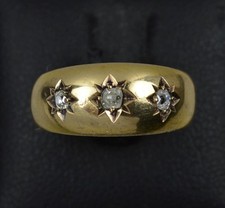 Edwardian 18 Carat Gold and Old Cut Diamond Trilogy Gypsy Band Ring