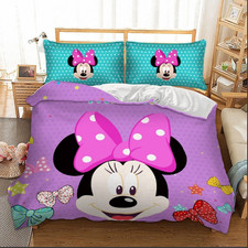 3D Cartoon Mickey Mouse Quilt Duvet Cover Kids Bedding Set Single Double Size UK