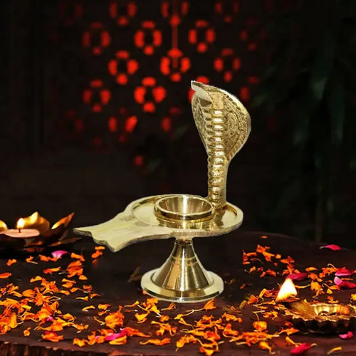 Brass yoni holder shaligram - 3",