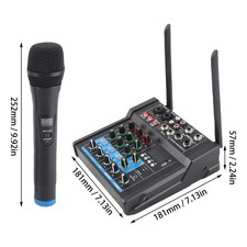 Mixing Console USB Desk Table Sound Board Mixer with Dual Wireless Mic US Plug