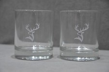 2x Glenfiddich Heavy Base Glass Tumbler Whisky 32cl 320ml Embossed Stag Head