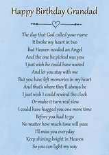 Happy Birthday Grandad Memorial Graveside Poem Card & Ground Stake F126