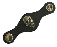 Skull Badge Black Leather Vest