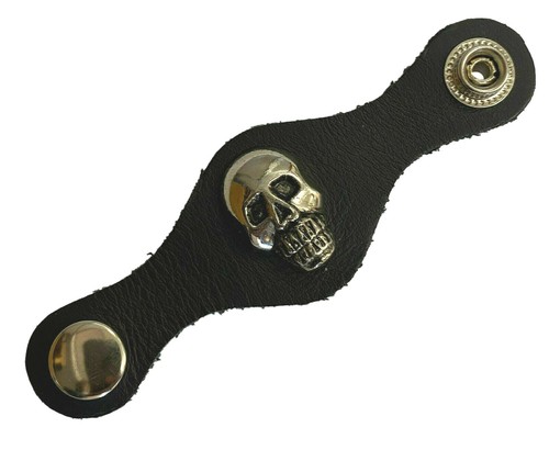 Skull badge black leather - badge,