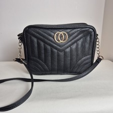 Primark Black Faux Leather Rectangular Quilted Messenger Crossbody Bag