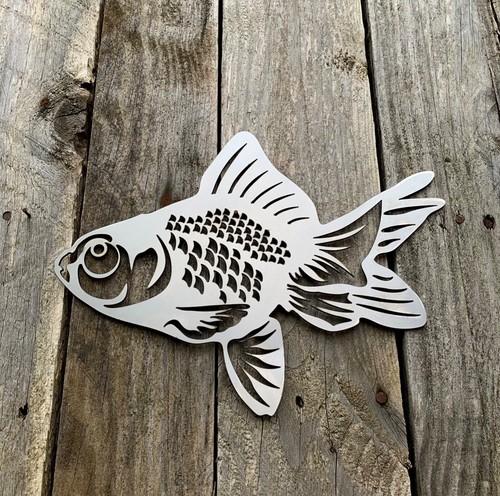 Gold fish steel wall - steel, art