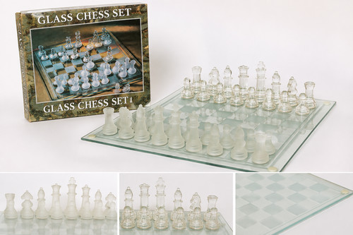 Vintage glass chess set - glass, clear