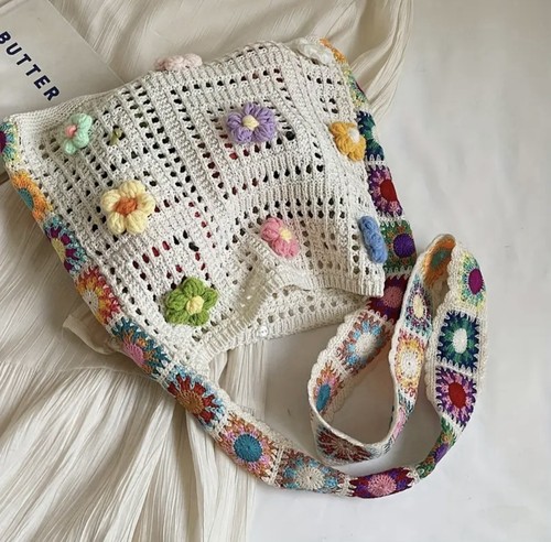 Handmade crochet crossbody bag - crochet,