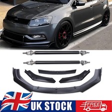 For VW Polo MK5 MK6 MK7 Front Bumper Lip Spoiler Splitter Body Kit + Strut Rods