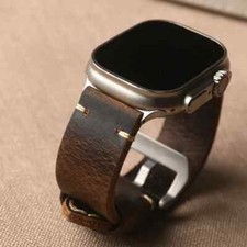 Retro Genuine Pull Up Leather Band For Apple Watch Ultra 2 10 49mm 45/46mm Strap