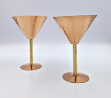 2 Hammered Copper Rose Cocktail Glasses Gold Tone Martini Glass 200ml