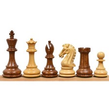 3.9" Craftsman Staunton Chess Pieces Only set - Double Weighted Golden Rosewood