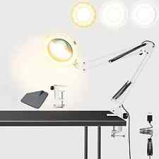 LED Magnifying Lamp, Adjustable 10X Magnifier Desk Lamp with 3 Colors Swivel Arm