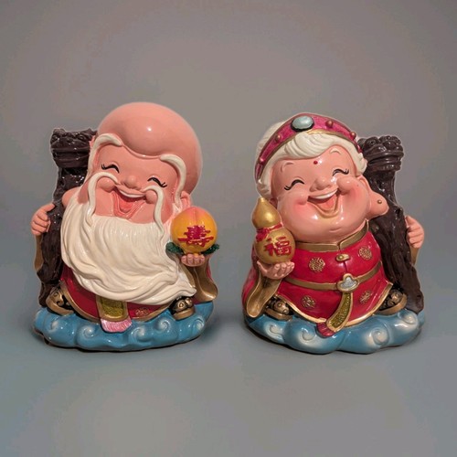 Pair laughing buddha resin - of,