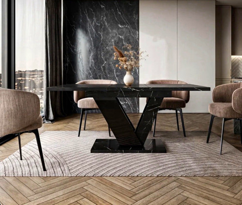 Black marble effect glossy - black,