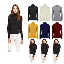 Womens Ladies High Roll Polo Neck Knitted Jumper Sweater Top UK Plus Size