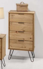 CORE PRODUCTS AUGUSTA 4 DRAWER TALLBOY TALL NARROW CHEST OF DRAWERS PINE