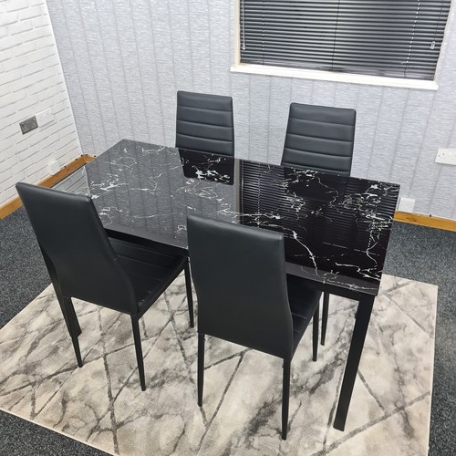 Black dining table set and - black, 4