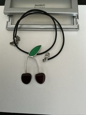 Swatch Bijoux Necklace with Red Cherries Pendant, presentation box.