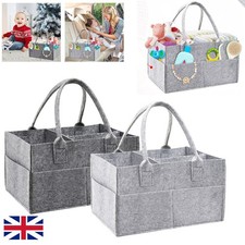 Baby Diaper Organizer Caddy Felt Changing Nappy Kids Storage Carrier Bag Grey UK