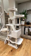 White Cat Tree Scratching Post Climbing Tower Hammock Activity Centre NEW