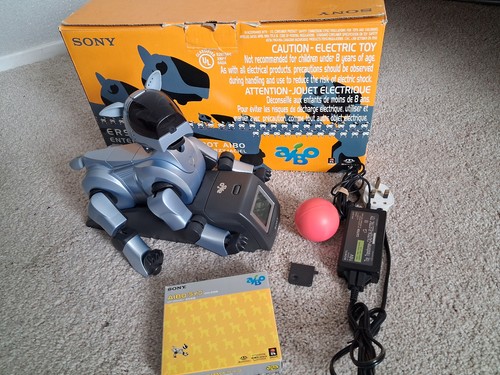 Silver blue sony aibo robot - sony,