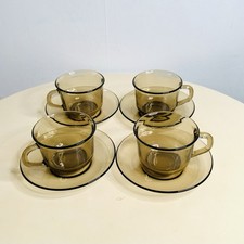 A Set Of 4 70s Arcoroc Coffee Cups And Saucers 