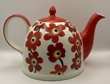 Whittards Large Red Flower Teapot Ceramic by Whittard of Chelsea Red 1.75 Litre