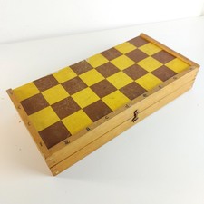 Vintage Wooden Folding Chess Board With Storage  32cm x 32cm, 12"x12"