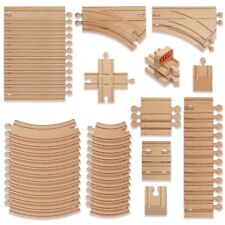 64 Piece Wooden Train Track Expansion Pack, Build Your Own Railway Kids Playset