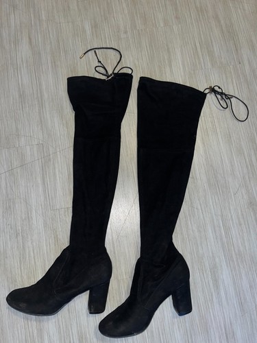 Women black faux suede over - black,