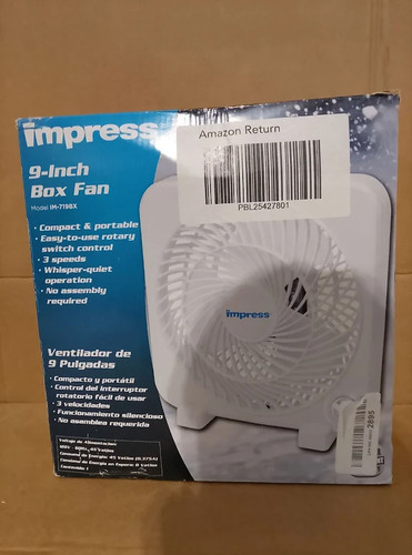 Impress 9inch portable box fan - impress,