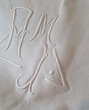 Vintage Linen Monogrammed French Sheet. 