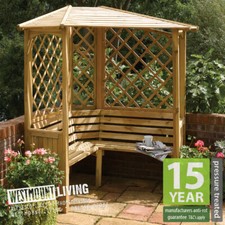 NEW WOODEN CORNER GARDEN ARBOUR SEAT RIGHT ANGLED BENCH PRESSURE TREATED