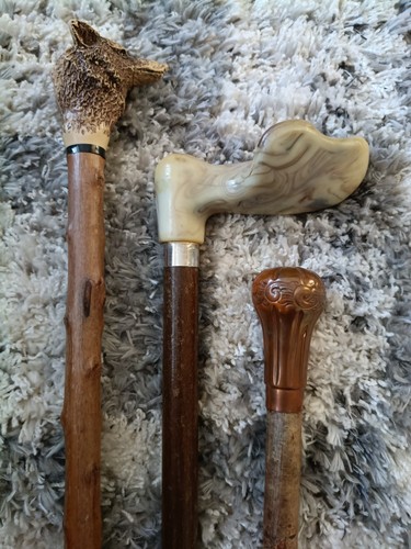 Three walking sticks wood - walking, sticks-