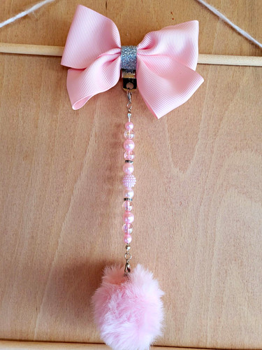 Pink bow pram charm accessory - pink,