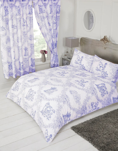 Toile jouy blue - toile, duvet