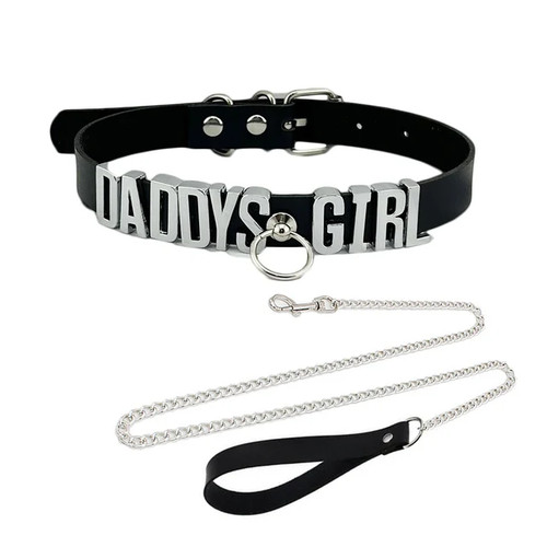 Leather necklace punk - leather,