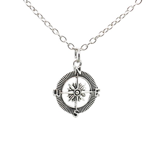 Compass metal pendant - metal, on