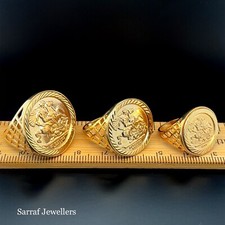 FULL HALF 1/10 St George Sovereign-Size RING 9ct YELLOW GOLD Coin Dragon Slayer
