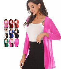 Women Chiffon Bolero Shrug  Long Sleeves Cardigan Summer Beach Casual Cover Up 
